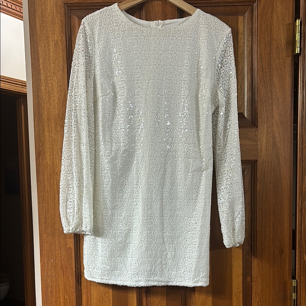 Elegant White Sequin Dress